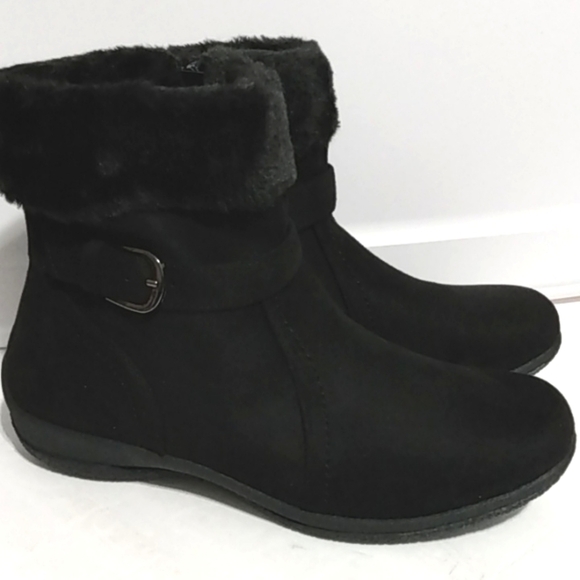 ALPINE WOODS BLACK FUR LINED SIDE ZIP ANKLE BOOTS SIZE 7 NWT - Picture 3 of 10